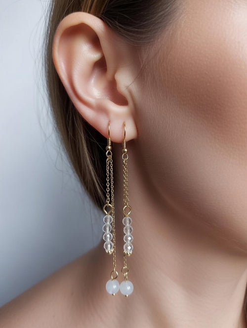 Boucles d'Oreilles Pendantes Labradorite