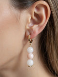 Boucles d'Oreilles Quartz Rose Morganite et Opale Rose