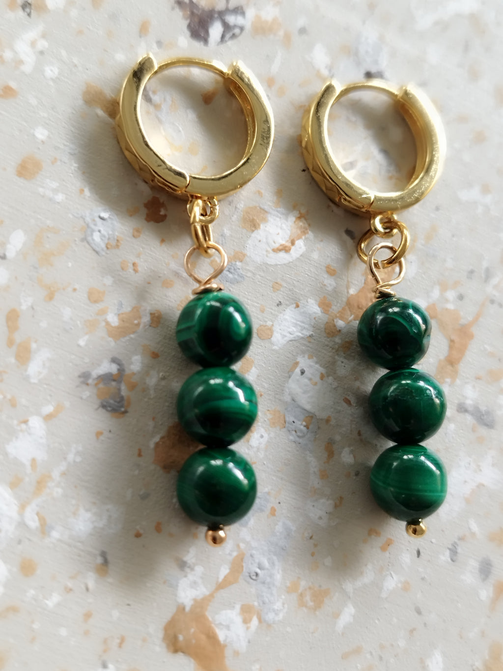 Boucles malachite 6 mm