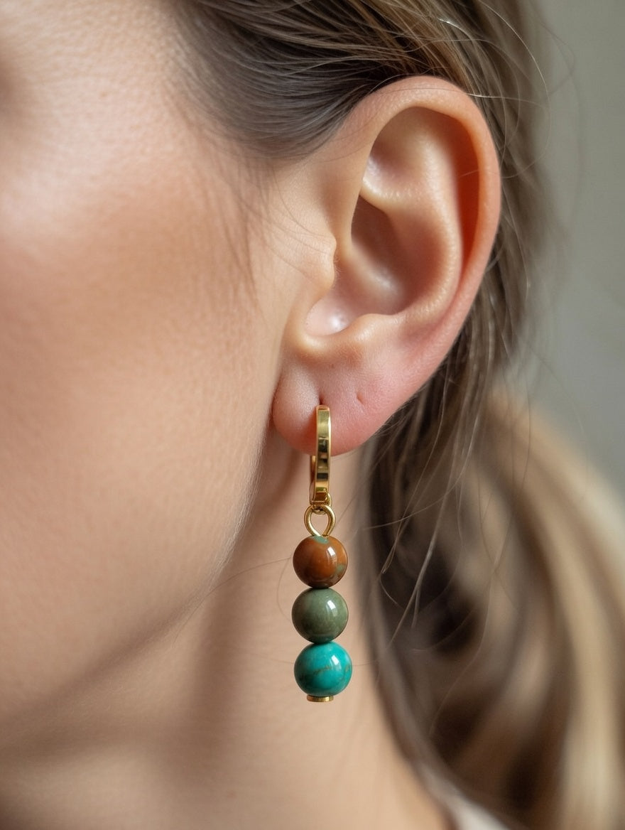 Boucles d'Oreilles Turquoise Mixte