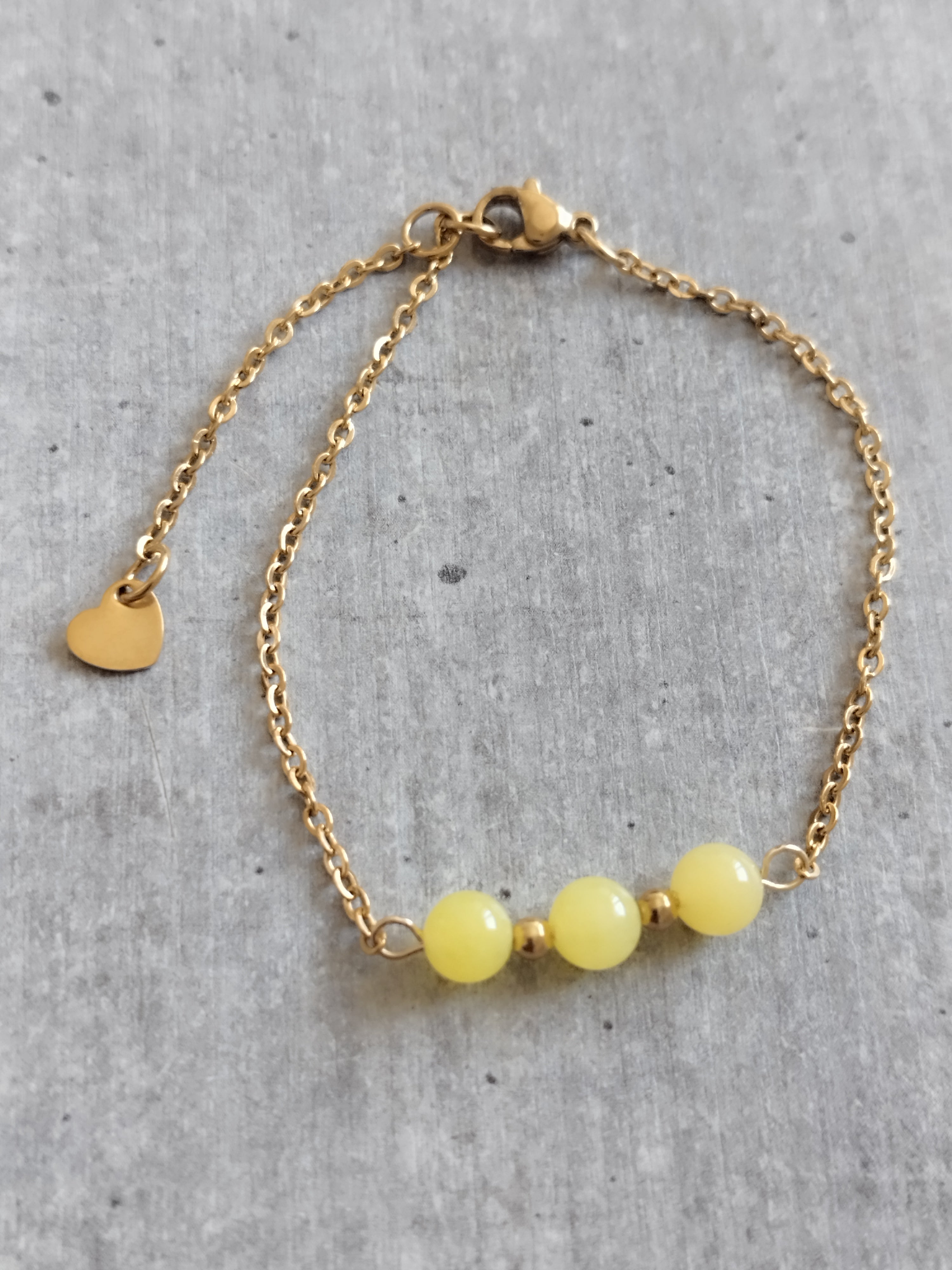 Bracelet en Aragonite Jaune avec Chaîne Dorée