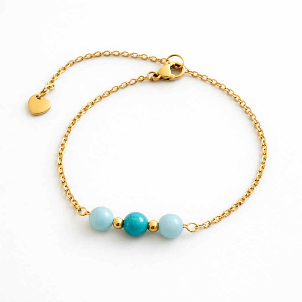 Bracelet en Hémimorphite avec Chaîne Dorée