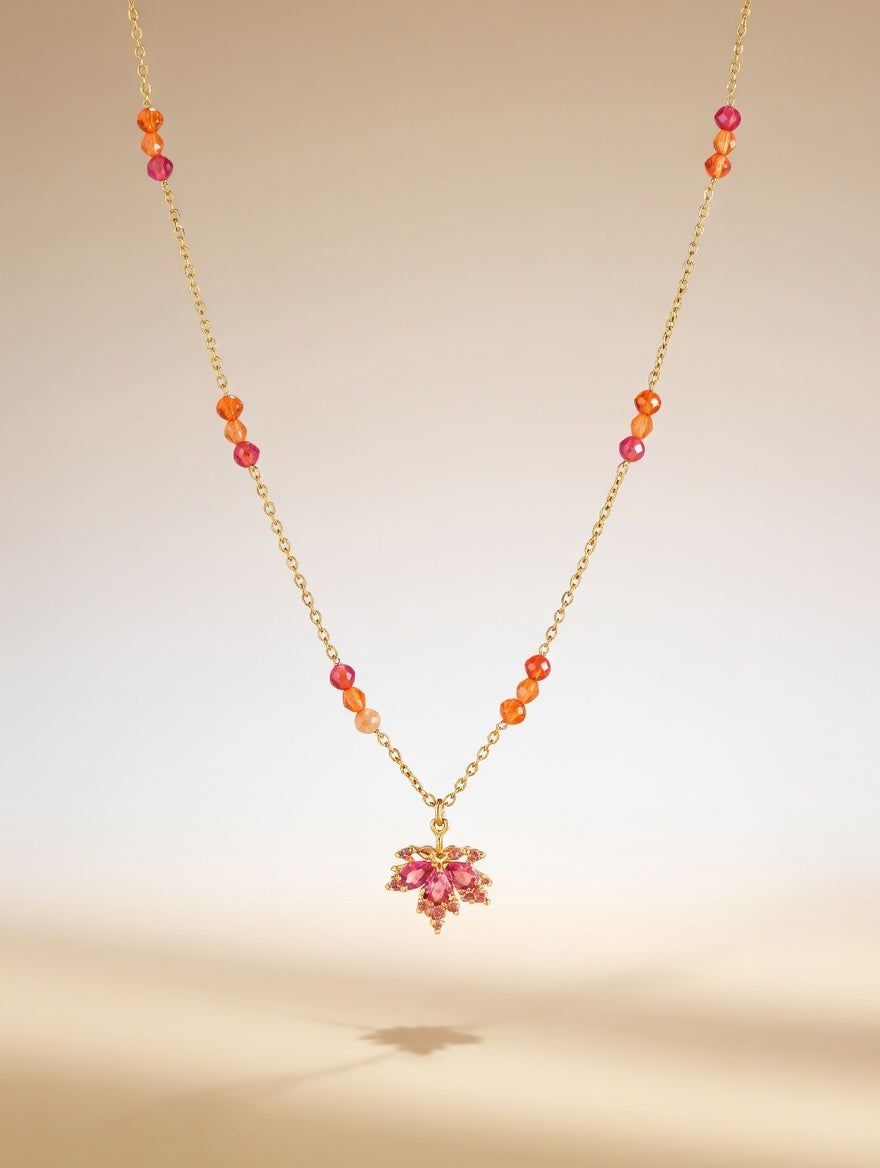Collier cornaline et pendentif - Joie et vitalité