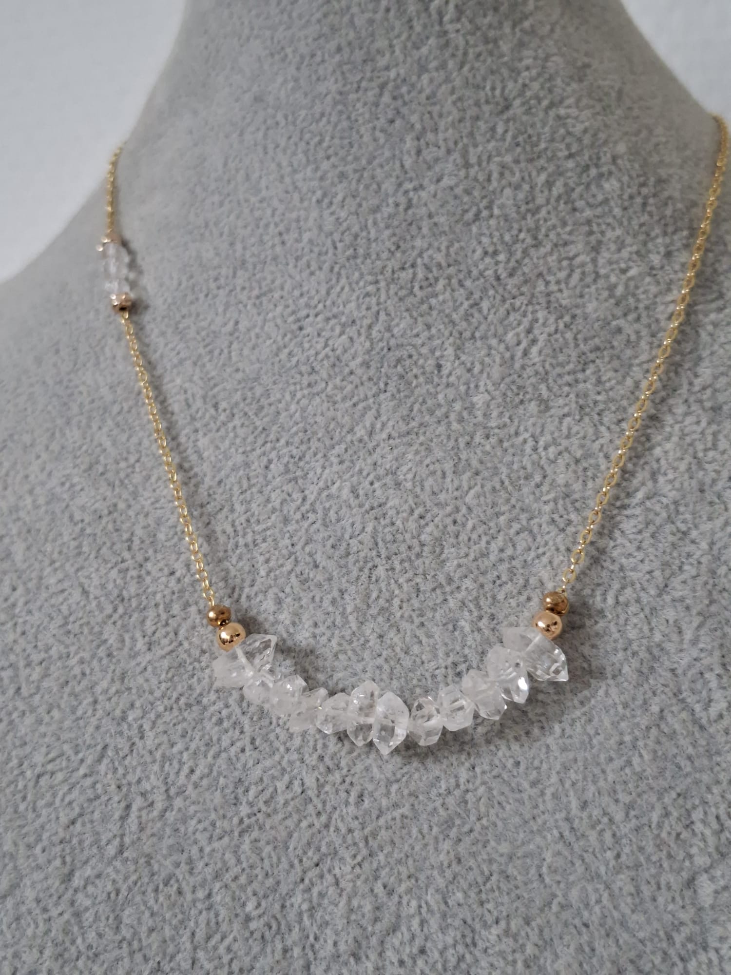 Collier Diamant d'Herkimer et Cristal de Roche