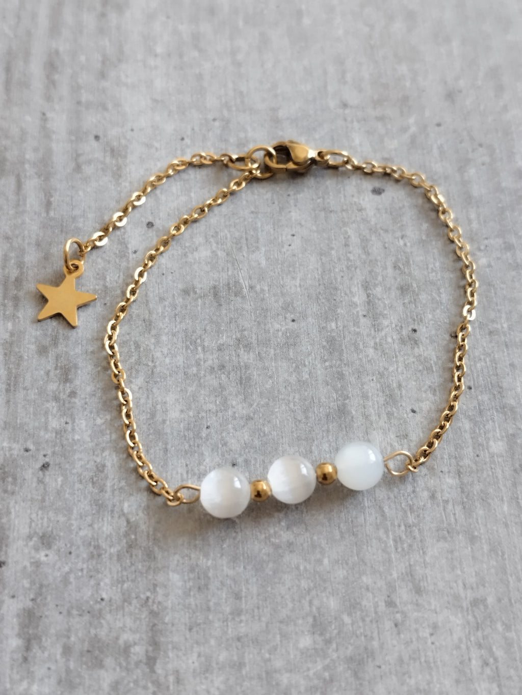 Bracelet en Sélénite avec Chaîne Dorée