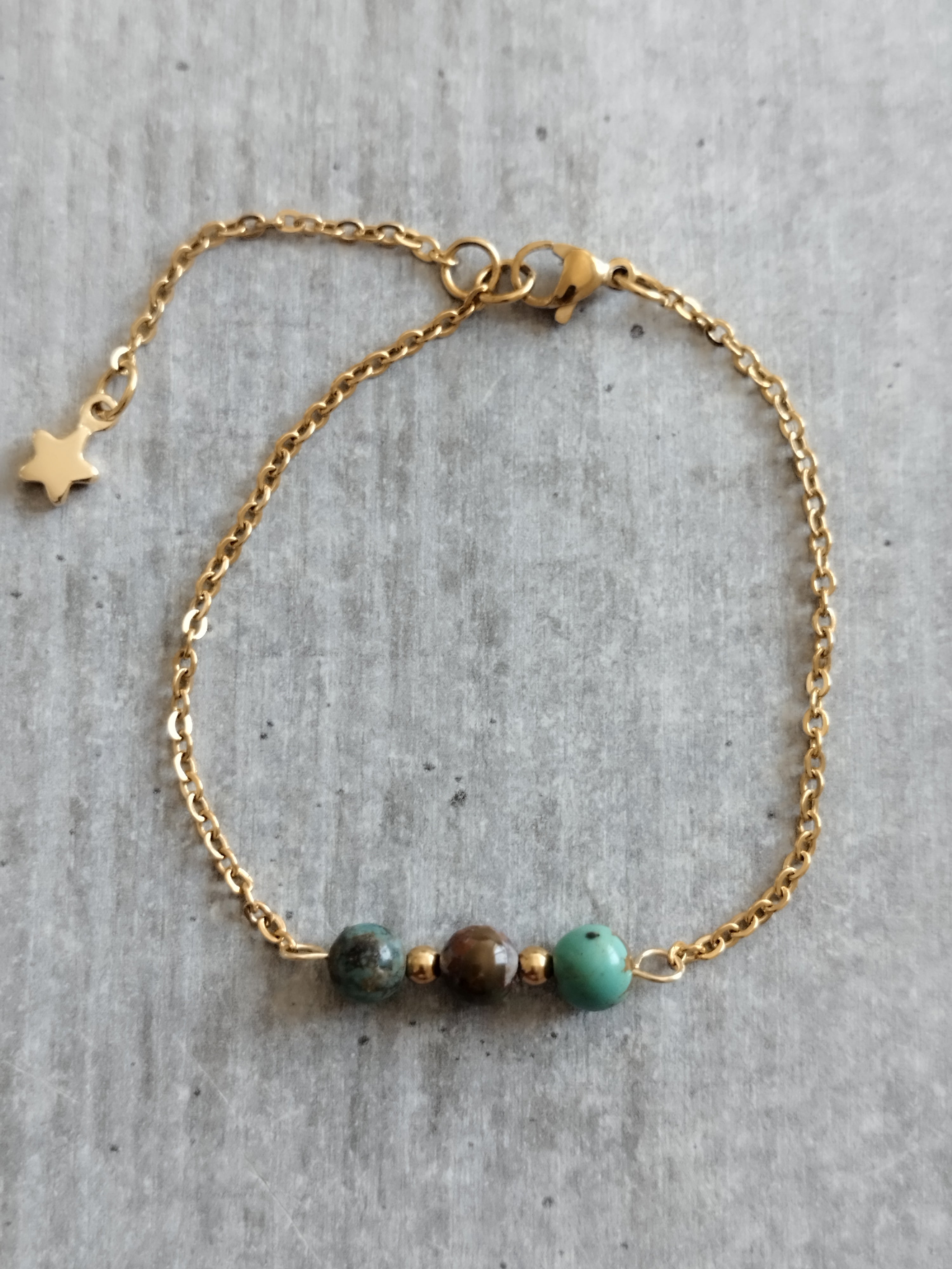 Bracelet en Turquoise Mixte avec Chaîne Dorée