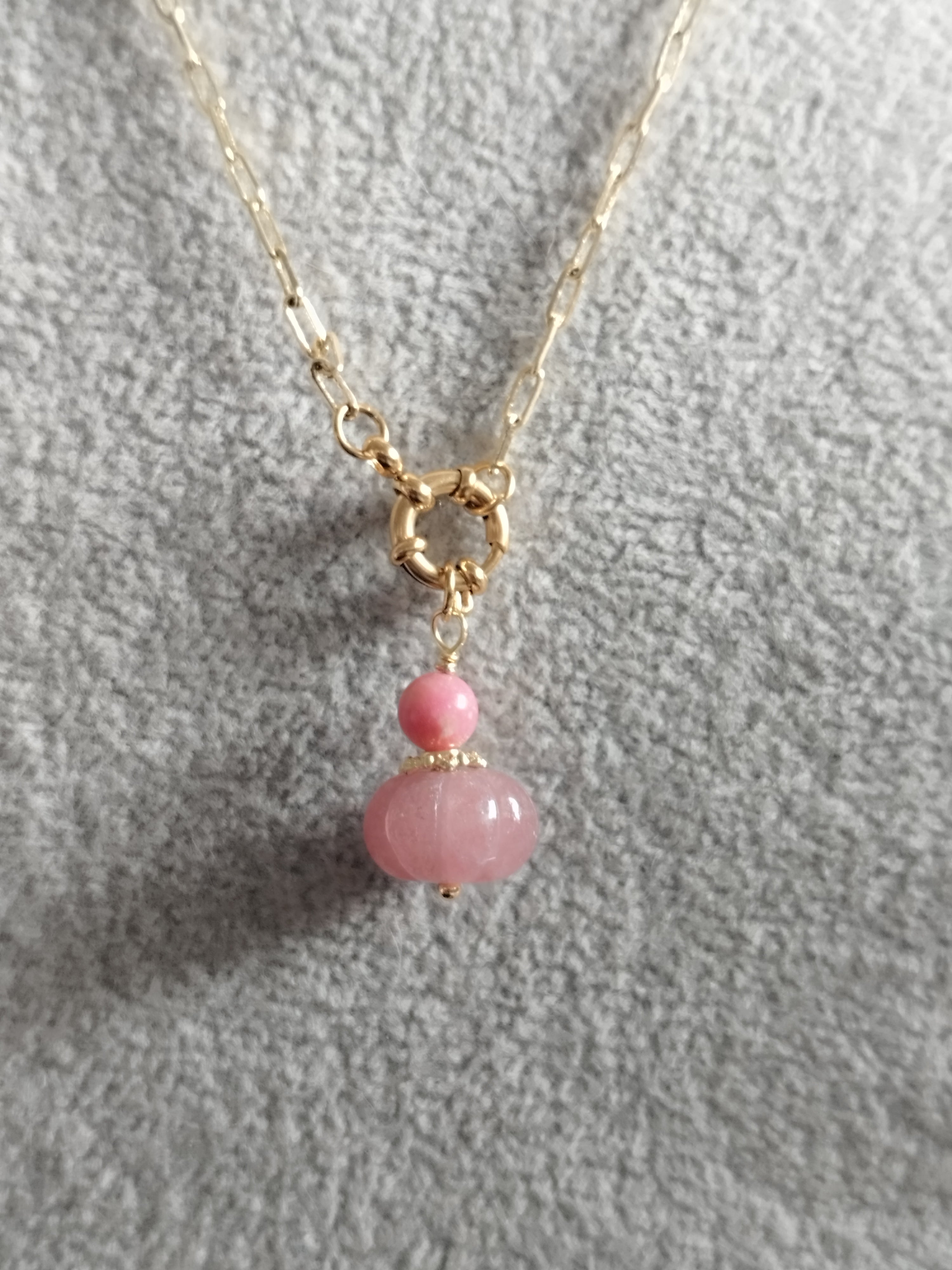 Collier Quartz Rose et Thulite - Douceur Intemporelle