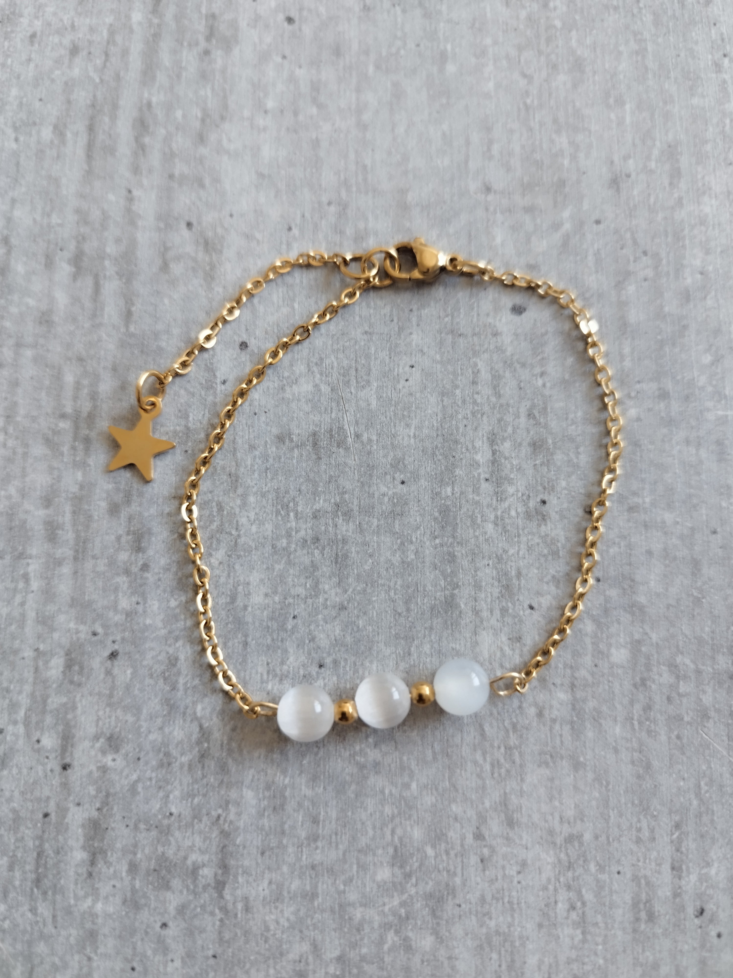 Bracelet en Sélénite avec Chaîne Dorée