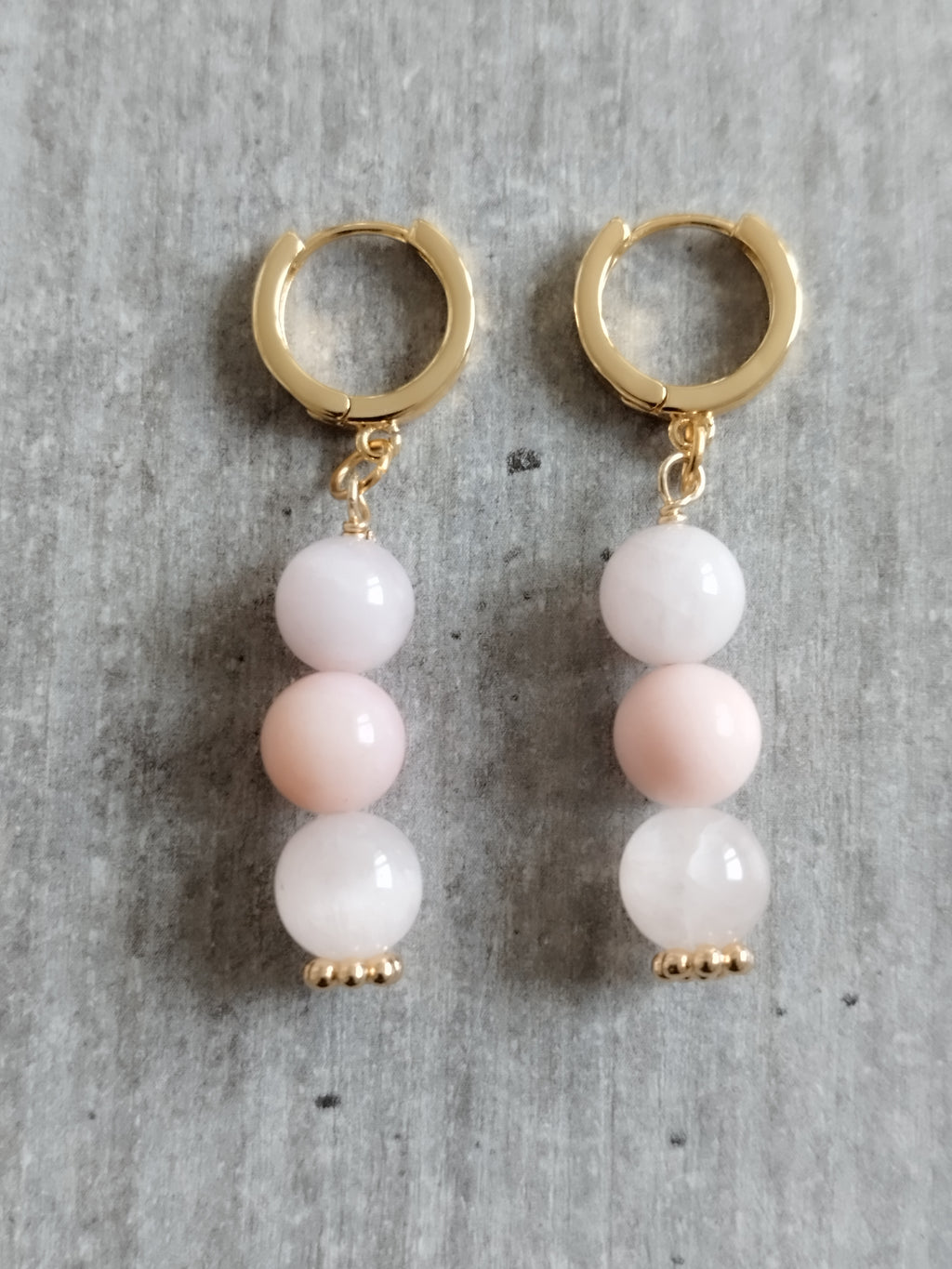 Boucles d'Oreilles Quartz Rose Morganite et Opale Rose