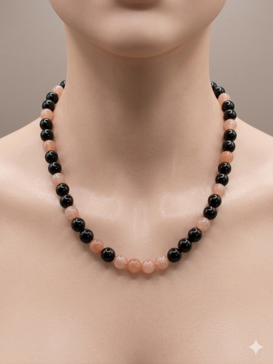 Collier Pierre du Soleil et Hypersthène