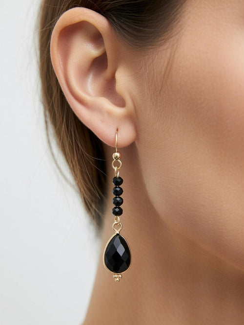 Boucles d'Oreilles Pendantes Onyx, force et élégance